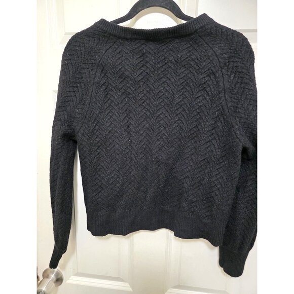 Aritzia Wilfred Women's Black Button-Up Knit 100% Marino Wool Cardigan Sweater S - Picture 3 of 9